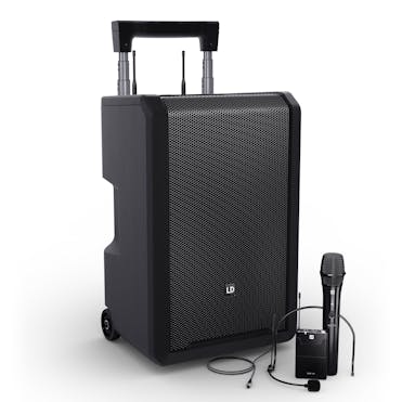 LD Systems ANNY 10 - Portable Battery Powered Bluetooth PA System with Handheld & Headset Wireless Mics - Ch. 70