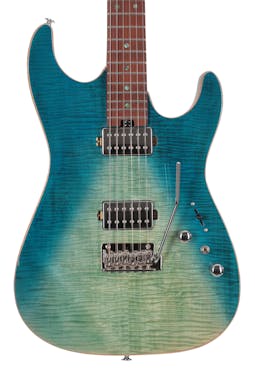 Soloking MS-1 Custom Flame Maple Top Electric Guitar in Turquoise Wakesurf