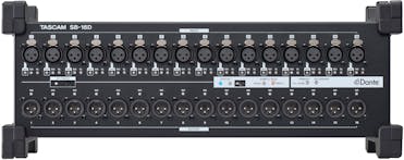 Tascam SB-16D - 16 In / 16 Out Dante Stage Box with built in 32-bit ADC & Class 1 HDIA mic-preamps