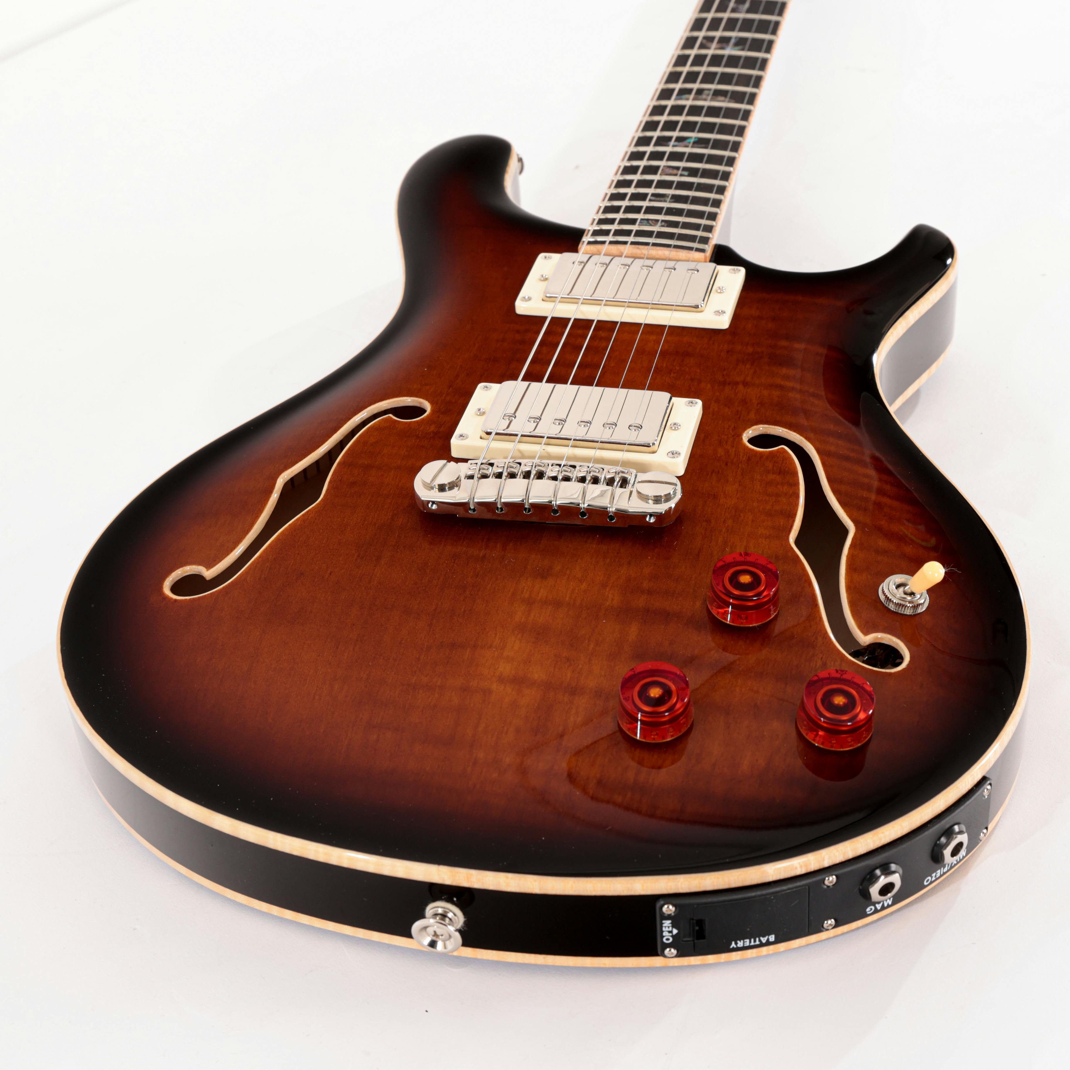PRS SE Hollowbody II Piezo Electric Guitar in Black Gold Burst ...