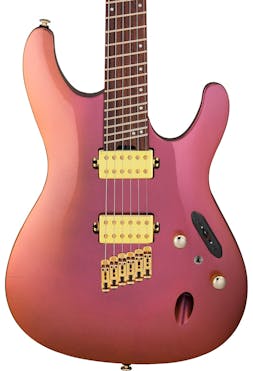 Ibanez SML721-RGC Axe Design Lab Multiscale Electric Guitar in Rose Gold Chameleon with Slanted Frets