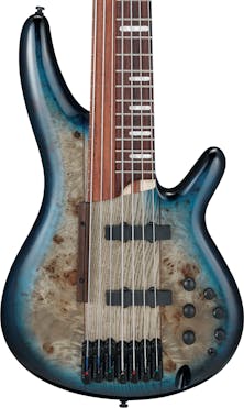Ibanez SRAS7-CBS Semi-Fretless 7-String Bass Guitar in Cosmic Blue Starburst