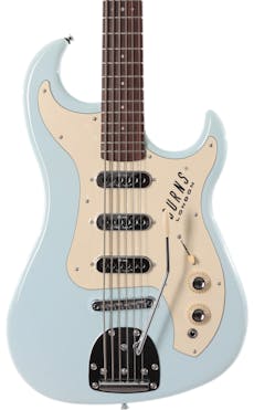 Burns SJB Short-Scale Jazz Six Bass Guitar in Baby Blue
