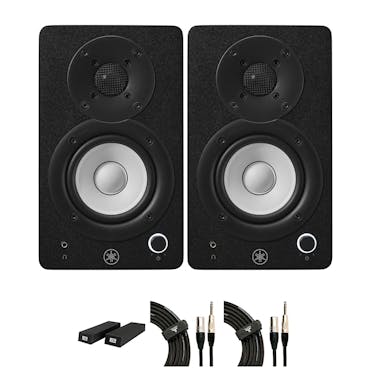 Yamaha HS3 Studio Monitors in Black (Pair) bundle with foam pads and cables