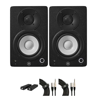 Yamaha HS4 Studio Monitors in Black (Pair) bundle with foam pads and cables