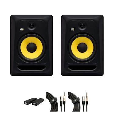 KRK Classic 8 Studio Monitor Bundle With Foam Stands and Cables