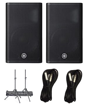 Yamaha DXR12 PA Speakers x2, Stands and Cable Bundle