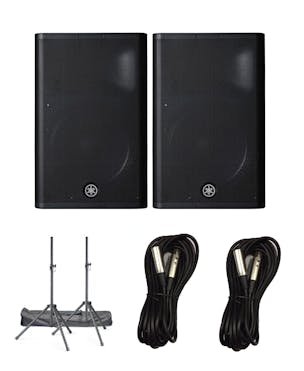 Yamaha DXR15 MKII PA Speakers x2, Stands and Cable Bundle