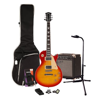 EastCoast L1 Heritage Cherry Electric Guitar Starter Pack with 15W Amp & Accessories