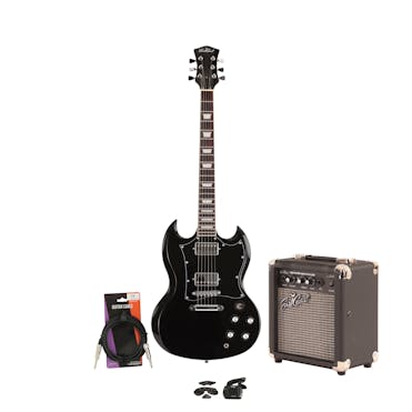 Eastcoast GS1 Black Electric Guitar Starter Pack with 10W Amp & Accessories