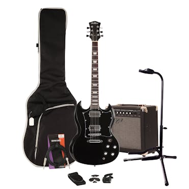 Eastcoast GS1 Black Electric Guitar Starter Pack 15W Amp & Accessories