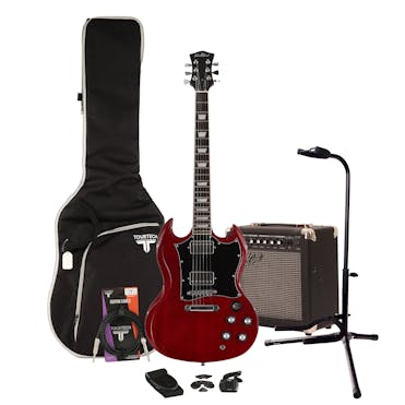 Eastcoast GS10 Cherry Electric Guitar Starter Pack with 15W Amp and Accessories