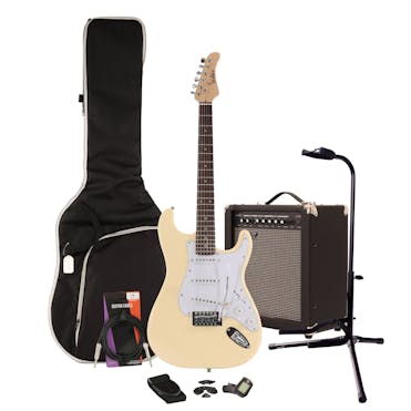EastCoast ST1 Vintage White Electric Guitar Starter Pack with 35W Amp & Accessories