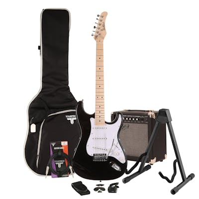 EastCoast ST1 Black Electric Guitar Starter Pack with 15W Amp & Accessories