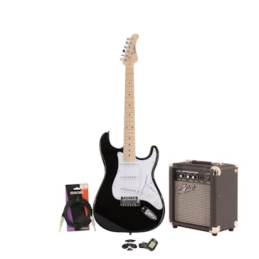 EastCoast ST1 Black Electric Guitar Starter Pack with 10W Amp & Accessories