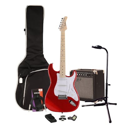 EastCoast ST1 Red Electric Guitar Starter Pack with 15W Amp & Accessories
