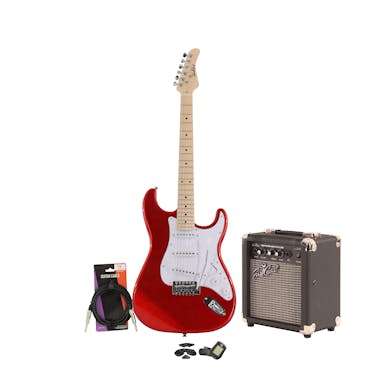 EastCoast ST1 Red Electric Guitar Starter Pack with 10W Amp & Accessories