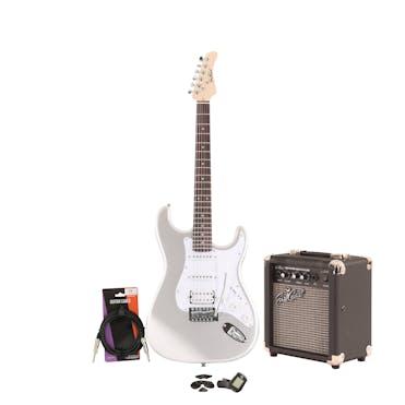 EastCoast ST2 HSS Slick Silver Electric Guitar Starter Pack with 10W Amp & Accessories
