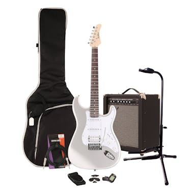 EastCoast ST2 Slick Silver Electric Guitar Starter Pack with 35W Amp & Accessories