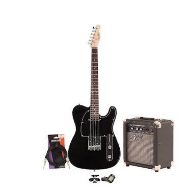 EastCoast T1 Black Electric Guitar Starter Pack with 10W Amp & Accessories