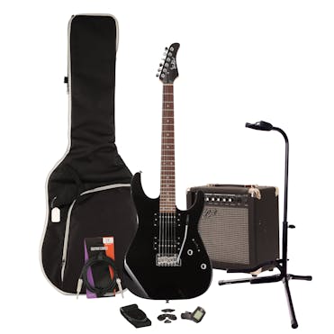 EastCoast HM1 Black Electric Guitar Starter Pack with 15W Amp & Accessories