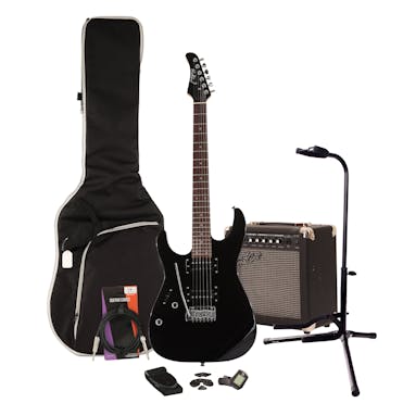 EastCoast HM1 Black Left Handed Electric Guitar Starter Pack with 15W Amp & Accessories