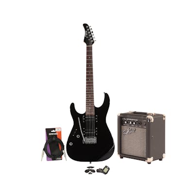 EastCoast HM1 Black Left Handed Electric Guitar Starter Pack with 10W Amp & Accessories
