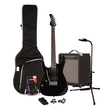EastCoast HM1 Black Left Handed Electric Guitar Starter Pack with 35W Amp & Accessories