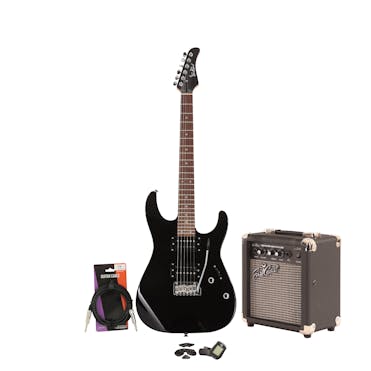 EastCoast HM1 Black Electric Guitar Starter Pack with 10W Amp & Accessories