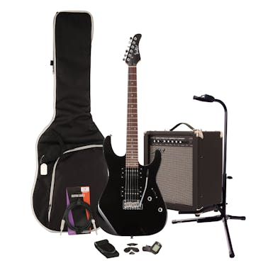 EastCoast HM1 Black Electric Guitar Starter Pack with 35W Amp & Accessories