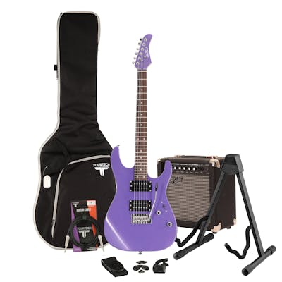EastCoast HM1 Metallic Purple Electric Guitar Starter Pack with 15W Amp & Accessories