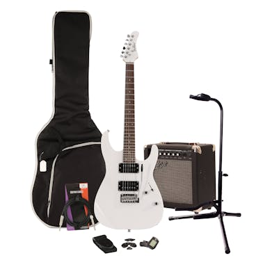 EastCoast HM1 White Electric Guitar Starter Pack with 15W Amp & Accessories