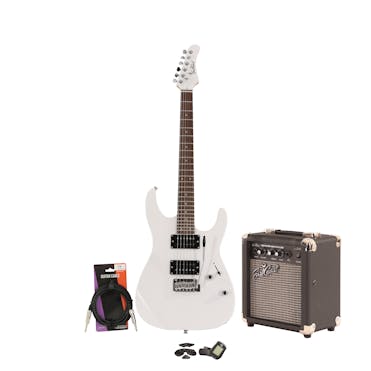 EastCoast HM1 White Electric Guitar Starter Pack with 10W Amp & Accessories