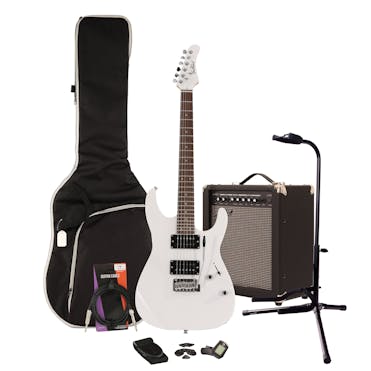 EastCoast HM1 White Electric Guitar Starter Pack with 35W Amp & Accessories