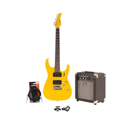 EastCoast HM1 Yellow Electric Guitar Starter Pack 10W Amp & Accessories