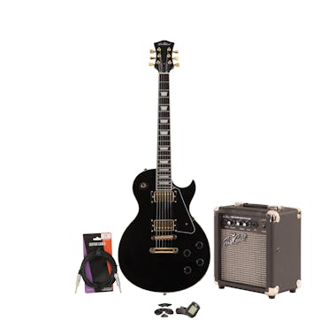 EastCoast L1 Black Electric Guitar Starter Pack with 10W Amp & Accessories