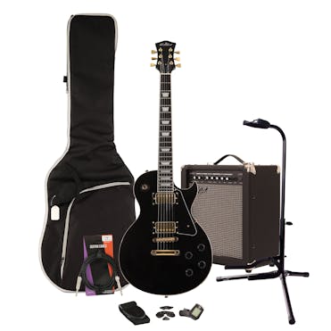 EastCoast L1 Black Electric Guitar Starter Pack with 35W Amp & Accessories