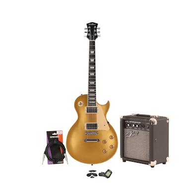 EastCoast L1 Gold Top Electric Guitar Starter Pack with 10W Amp & Accessories