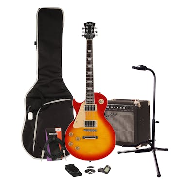 EastCoast L1 Heritage Cherry Left Handed Electric Guitar Starter Pack with 15W Amp & Accessories