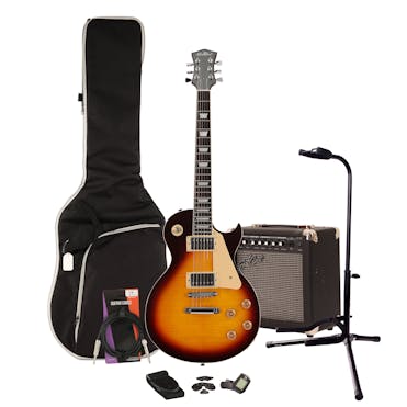 EastCoast L1 Vintage Sunburst Electric Guitar Starter Pack with 15W Amp & Accessories