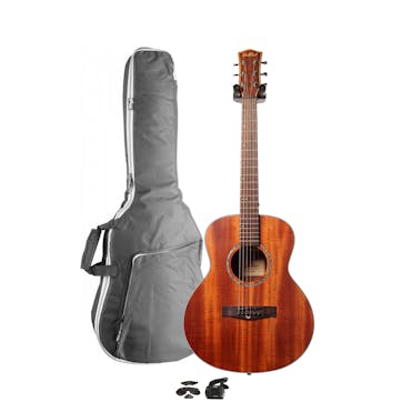 Eastcoast M1SM Solid Top Mini Travel Acoustic Starter Pack Mahogany with Accessories