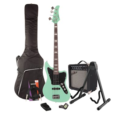 Eastcoast MB30 Offset Bass in Surf Green Bundle with 15w Amp & Accessories