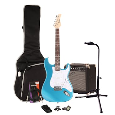 EastCoast ST1 Lake Placid Blue Electric Guitar Starter Pack with 15W Amp & Accessories
