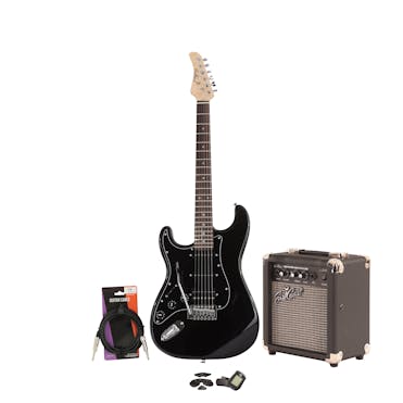 EastCoast ST2 HSS Black Metallic Left Hand Electric Guitar Starter Pack with 10W Amp & Accessories