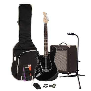 EastCoast ST2 Black Metallic Left Handed Electric Guitar Starter Pack with 35W Amp & Accessories