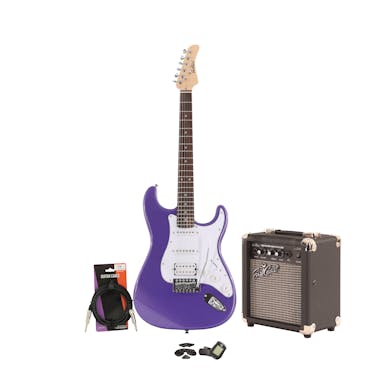 EastCoast ST2 HSS Purple Metallic Electric Guitar Starter Pack with 10W Amp & Accessories