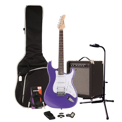 EastCoast ST2 Purple Metallic Electric Guitar Starter Pack with 35W Amp & Accessories