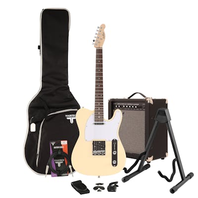 EastCoast T1 Vintage White Electric Guitar Starter Pack with 15W Amp & Accessories