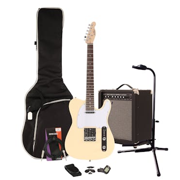 EastCoast T1 Vintage White Electric Guitar Starter Pack with 35W Amp & Accessories
