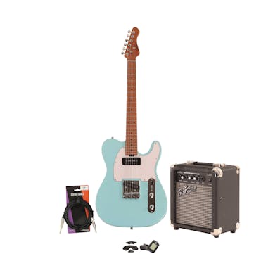 EastCoast TL Deluxe Pale Blue Electric Guitar Starter Pack with 10W Amp & Accessories